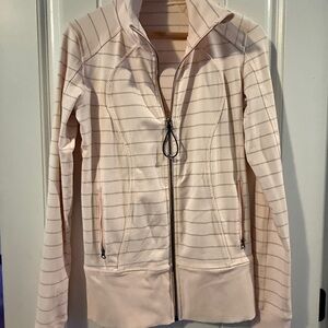 Lululemon Athletica define Light Pink and gray Striped Jacket size 12 luon